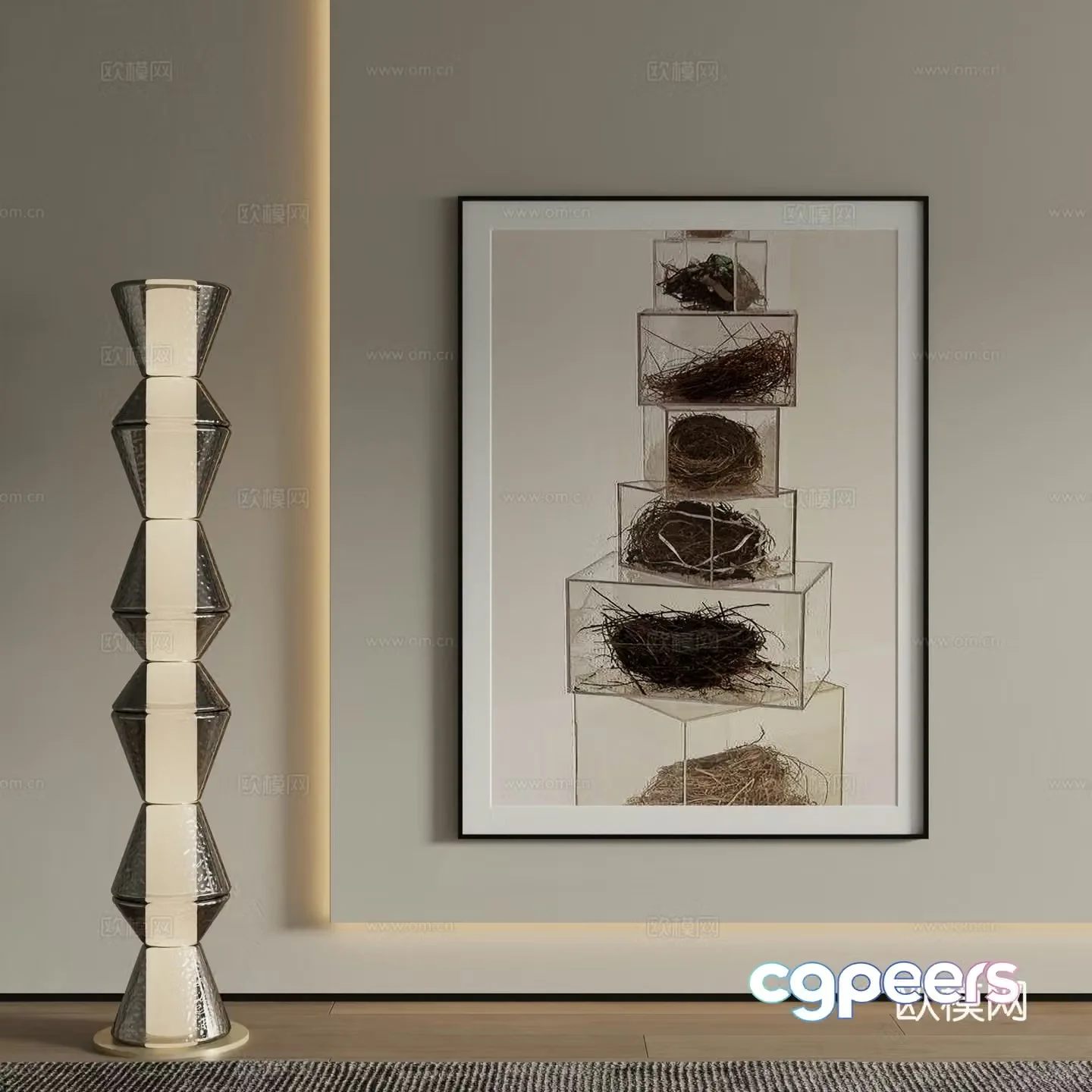 Modern abstract painting Decorative painting 3d model