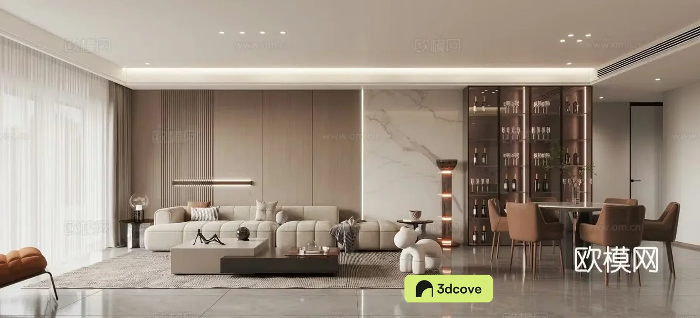 Modern living and dining room