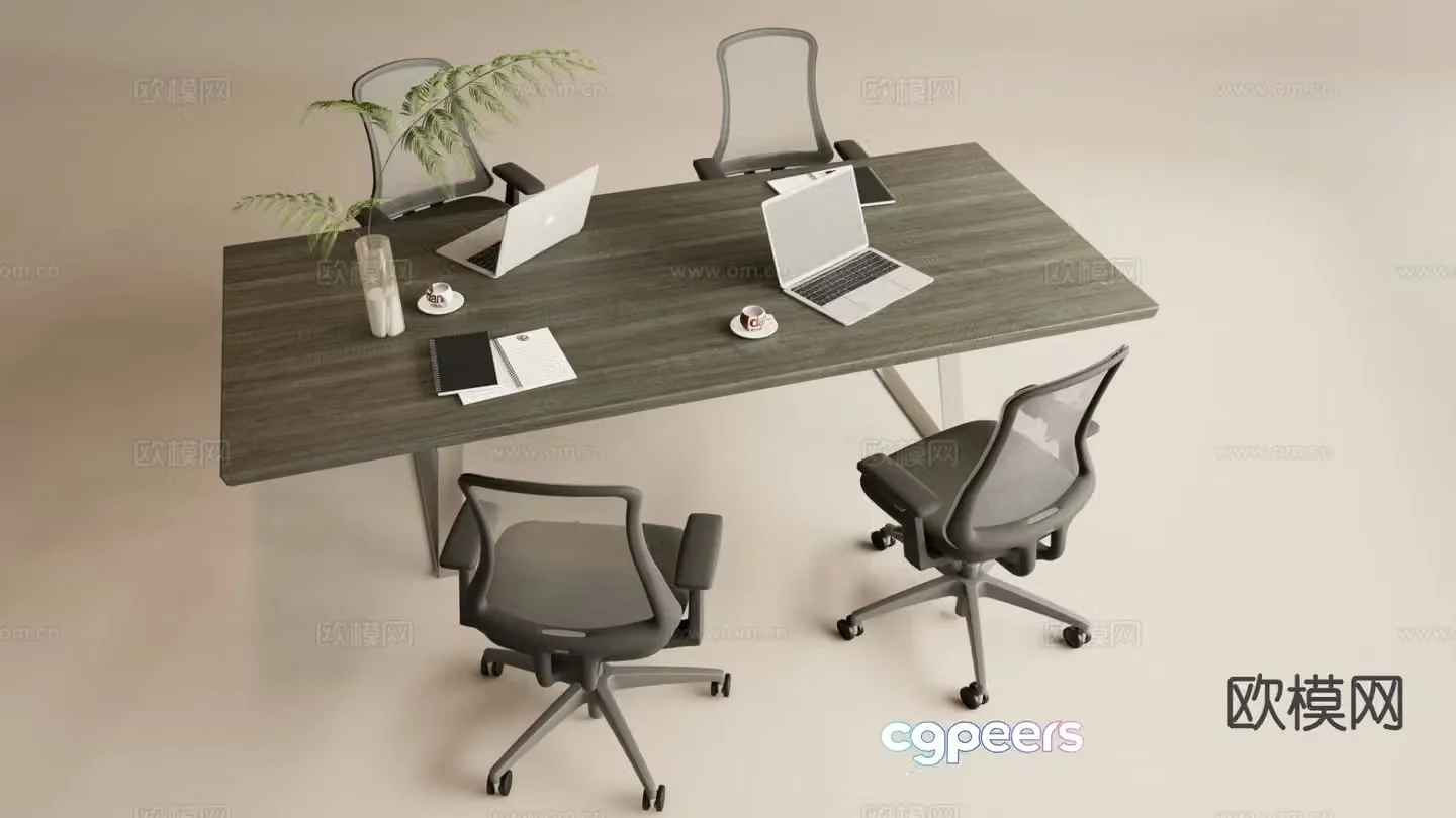 Modern office desk and chair 3d model