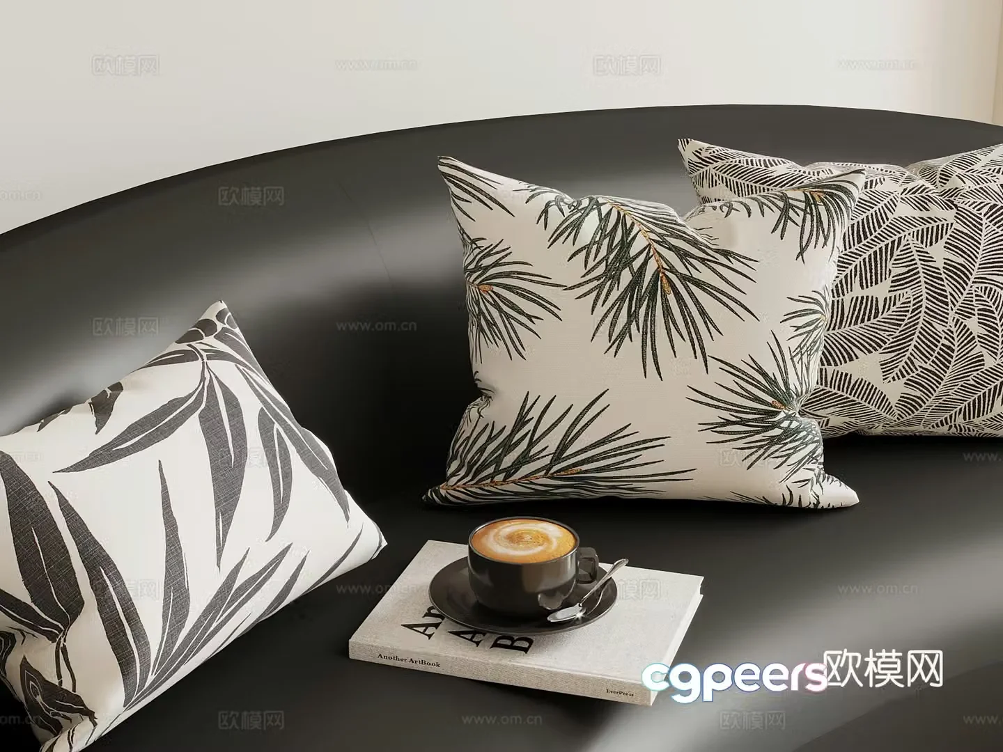 Modern French pillow pillow combination 3D model