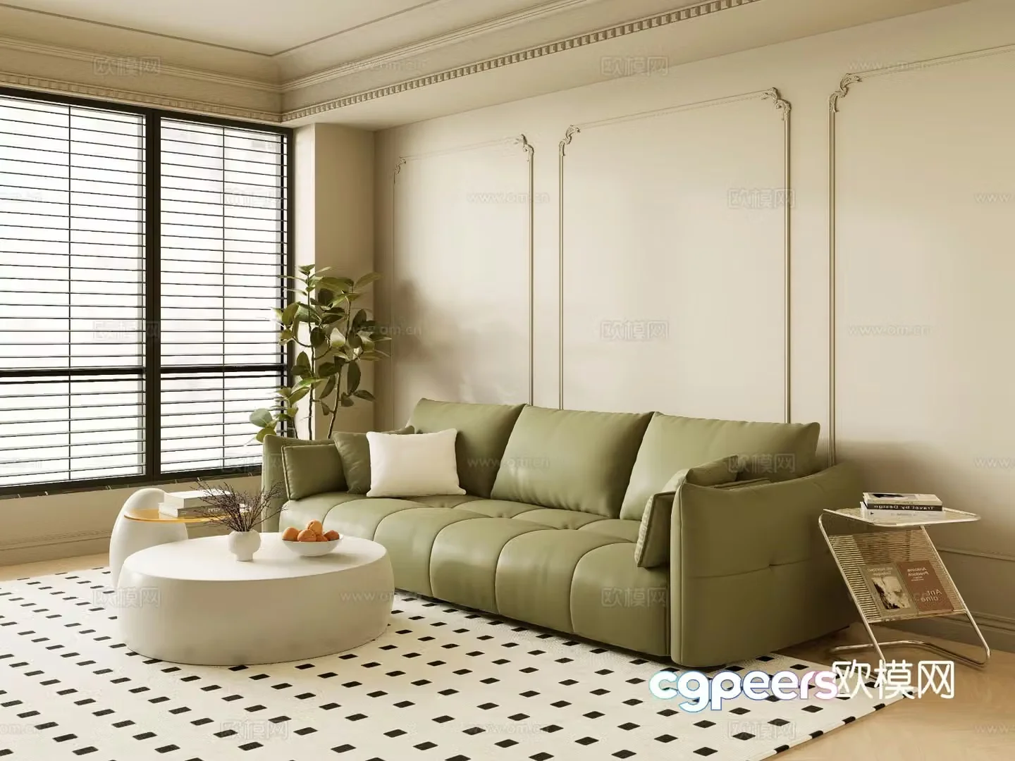 Three seater sofa leather sofa 3d model