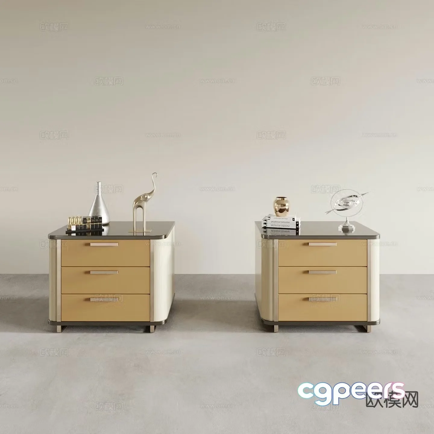 Light luxury bedside table 3D model