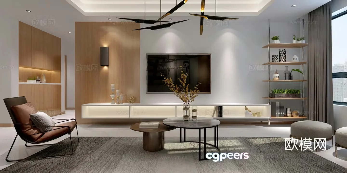 Nordic living and dining room sofa coffee table dining table chair chandeliers painting shoe cabinet TV cabinet 3d model