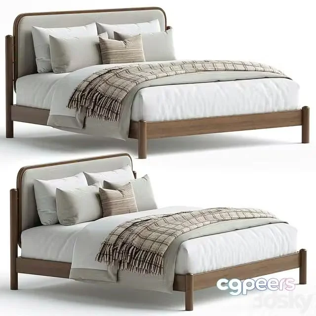 3ds Max Free – Caroline Smoked Oak Bed BurceDecor