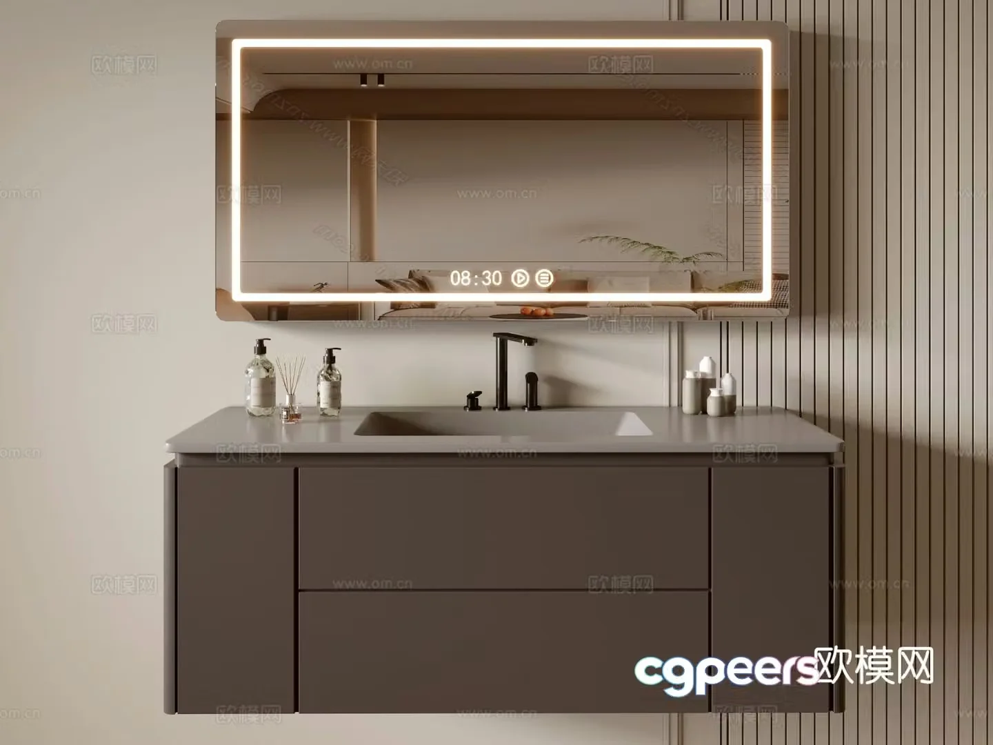Modern bathroom cabinet bathroom basin bathroom ornaments mirror cabinet sink 3d model