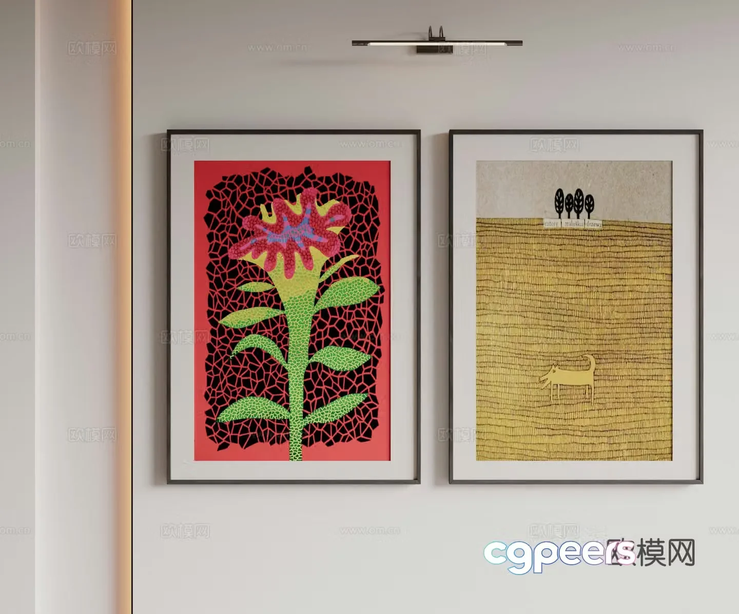 Modern minimalist hanging paintings Wasabi Middle-style hanging paintings Cream style decoration paintings Italian hanging paintings Black White and Gray 3D model