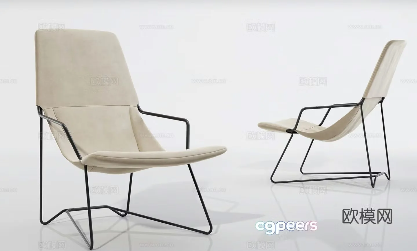 Modern minimalist lounge chair cloth chair outdoor lounge chair 3d model