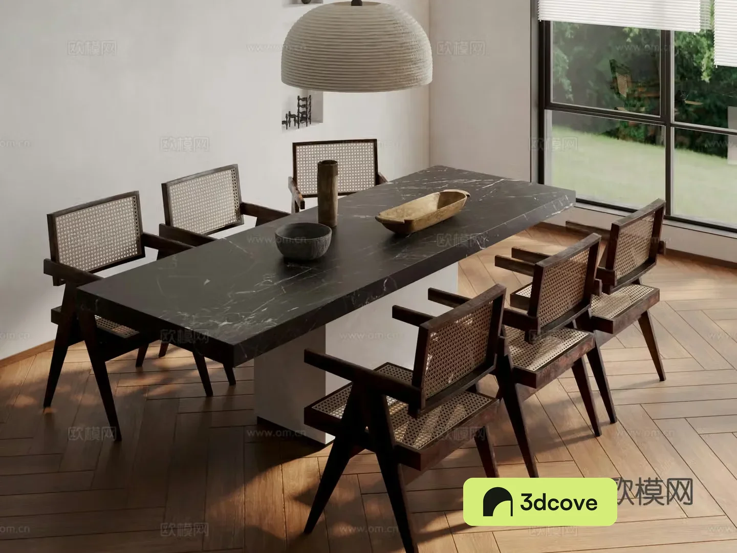 Wabi-sabi dining table and chairs
