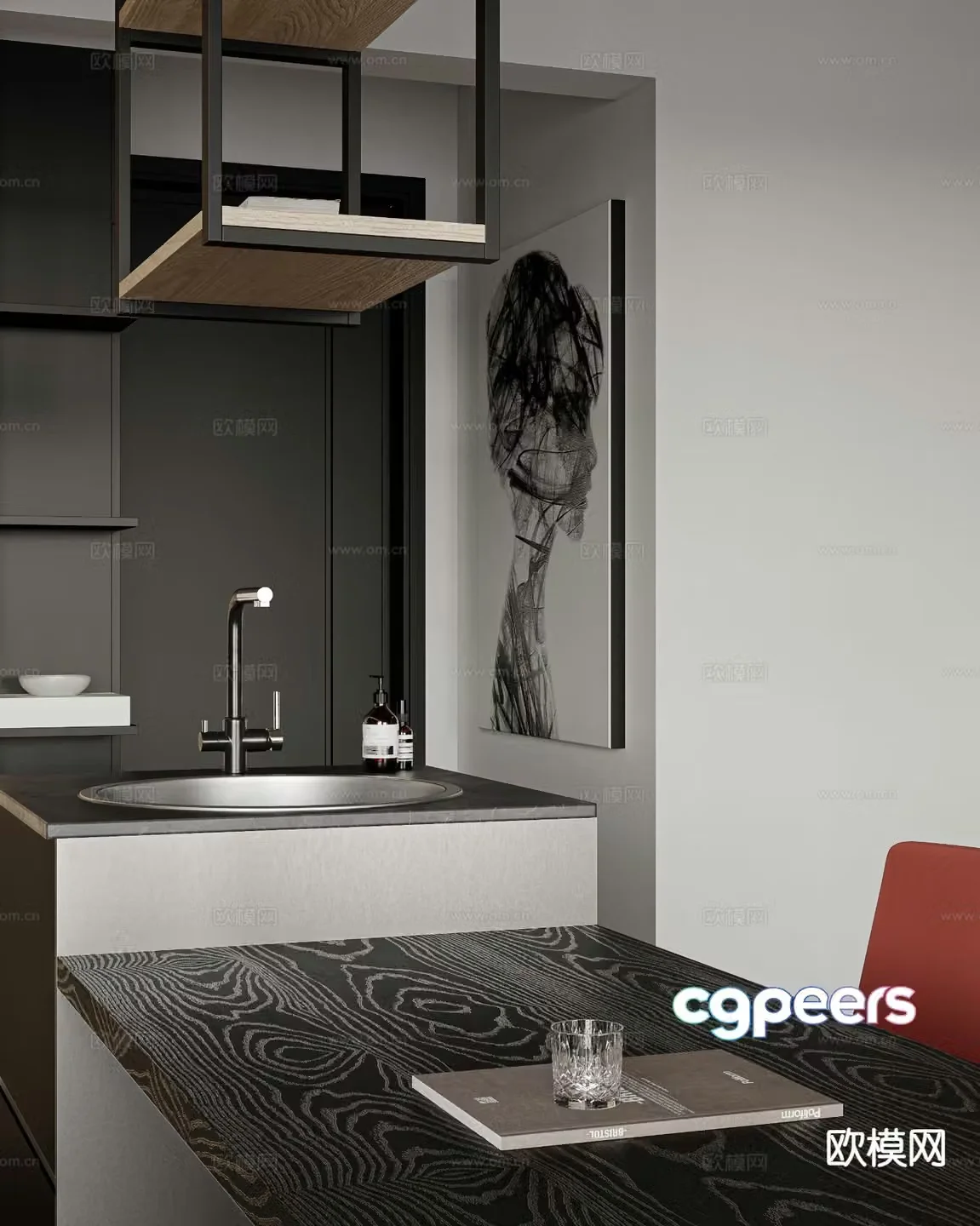 Modern island restaurant 3d model