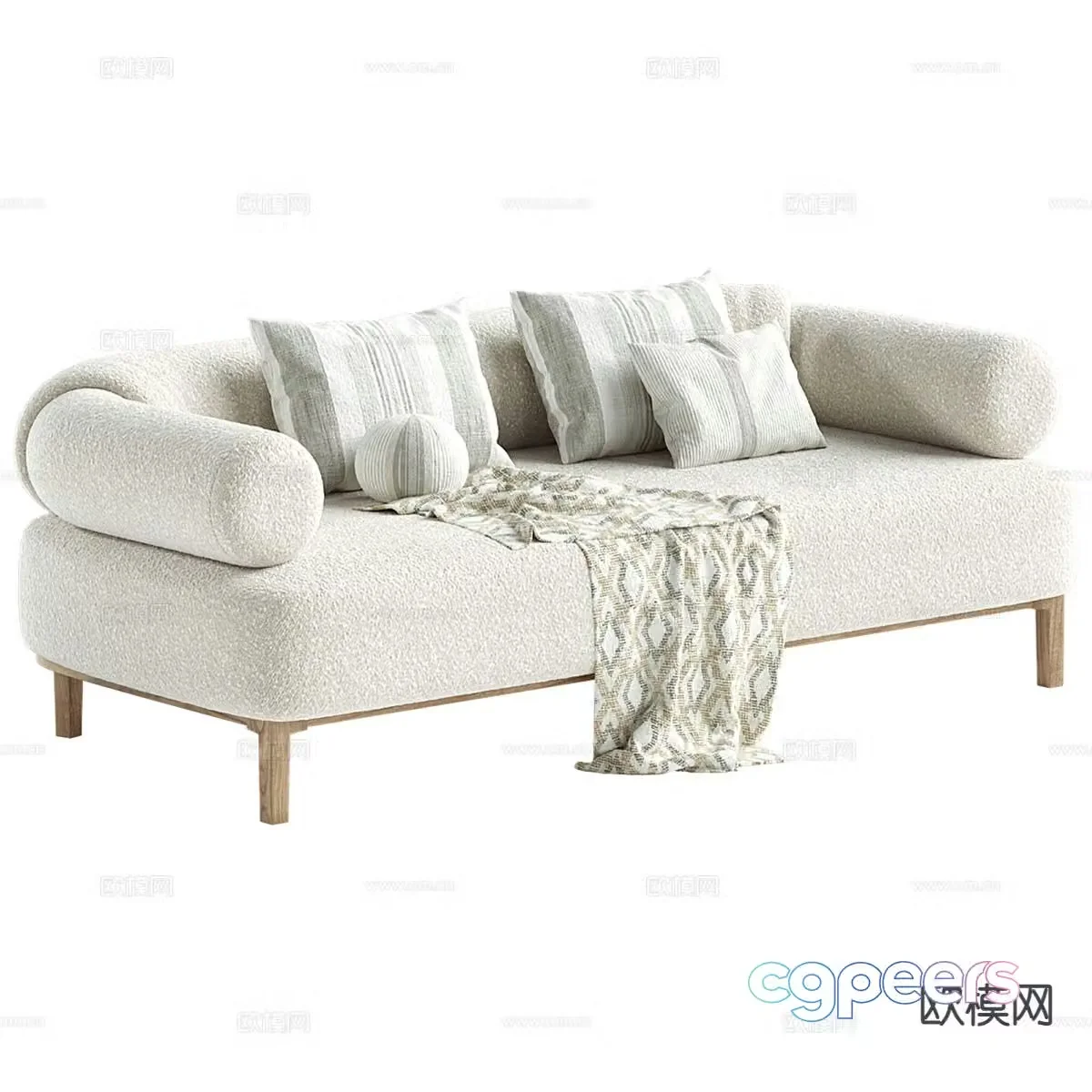 Fabric loveseat 3d model