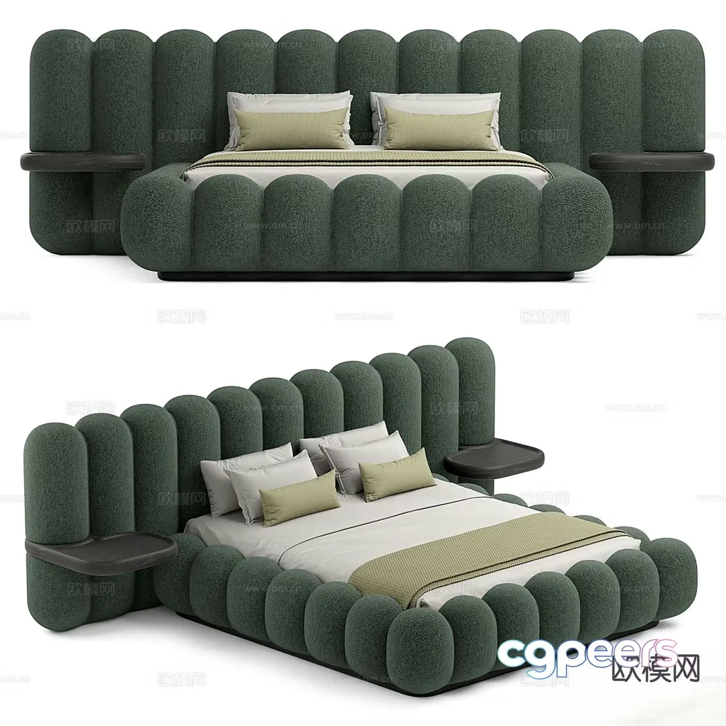 Modern double bed 3d model