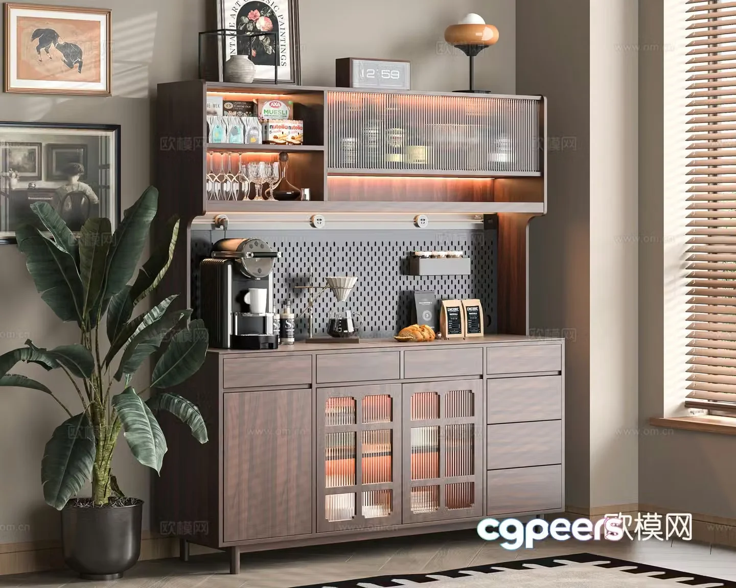 Medieval style sideboard 3d model