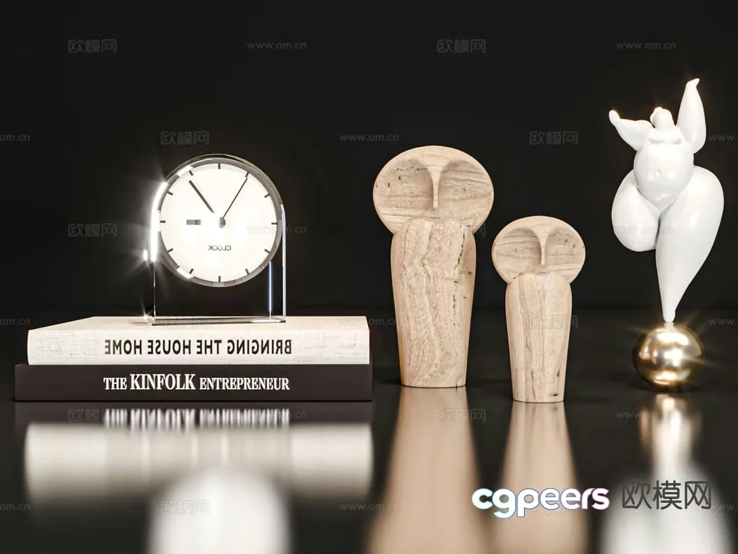 Modern jewelry ornaments books alarm clock 3d model