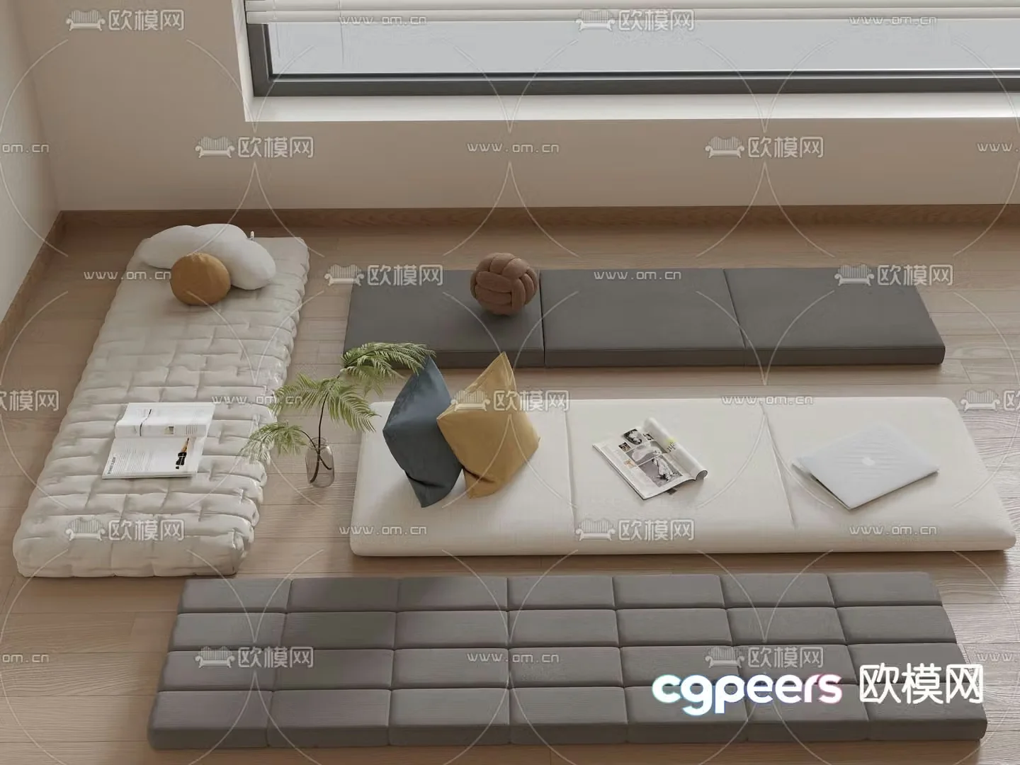 Modern seat cushion bay window seat cushion 3d model