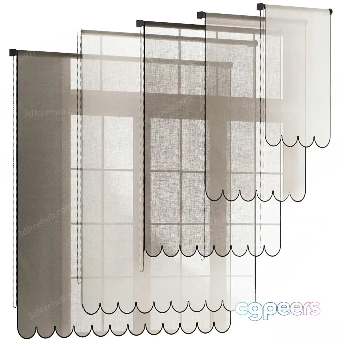 A Window With Curtains 3D Model – 19642 – VRAY Render