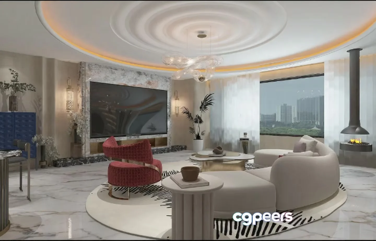 Modern Living Room 3D Model – 7265 – VRAY Render