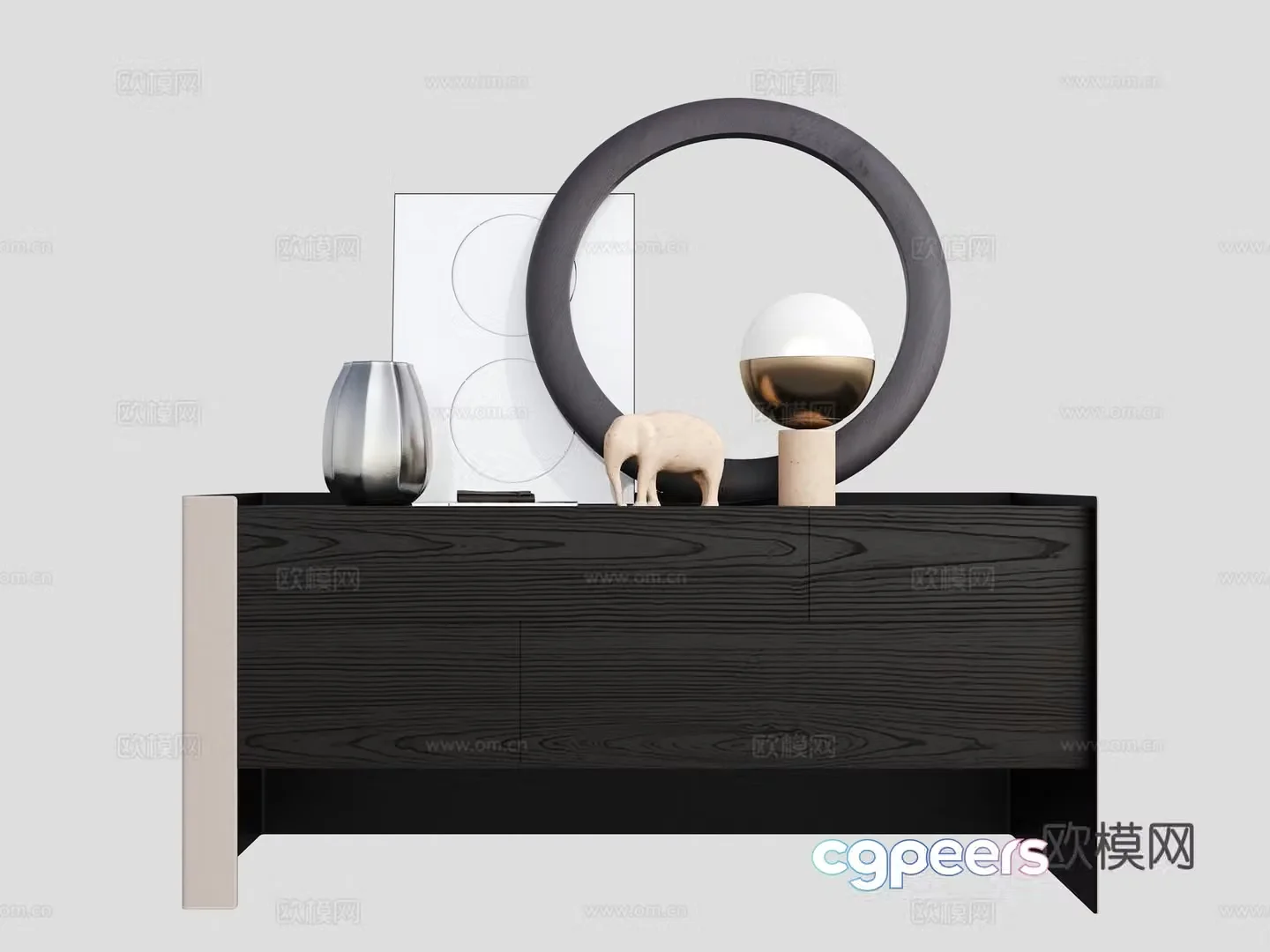Modern entrance cabinet dining side cabinet TV cabinet modern ornament elephant sculpture hanging drawing desk lamp 3d model