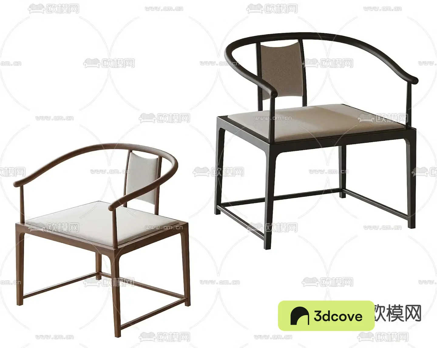 New Chinese dining chair single chair 3d model