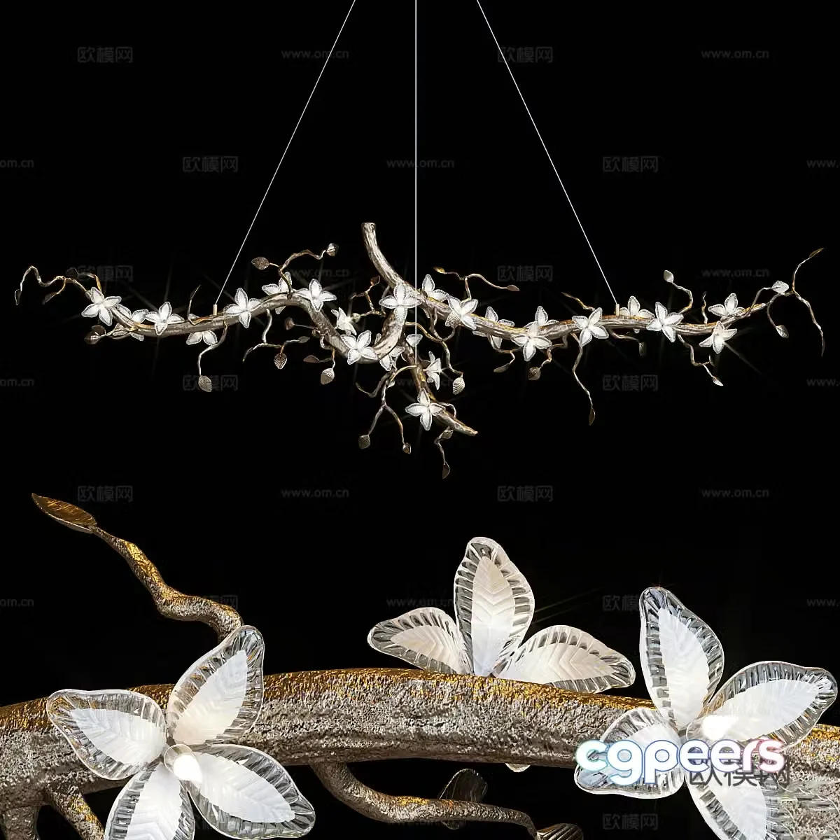 New Chinese craft chandelier branch decoration lamp 3d model