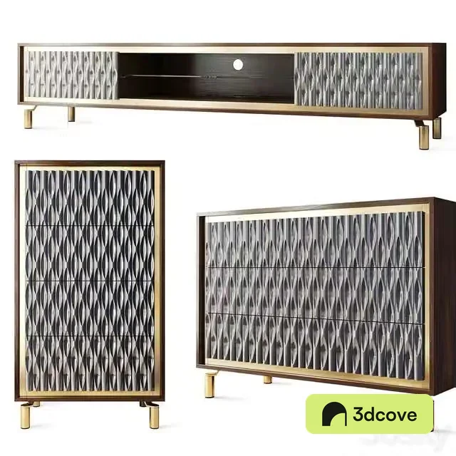 3ds Max Free – Chest of drawers and TV stand GOLD. Tvstand, dresser by Nills