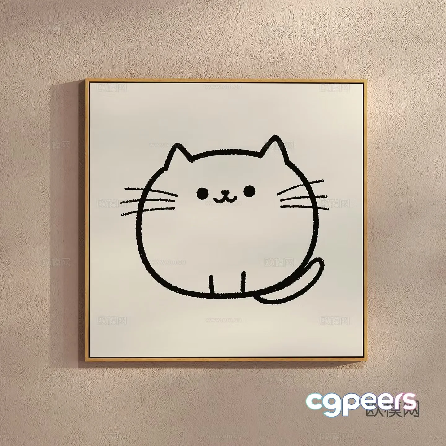 Creamy Cat Drawing Cartoon Children’s Drawing 3D Model