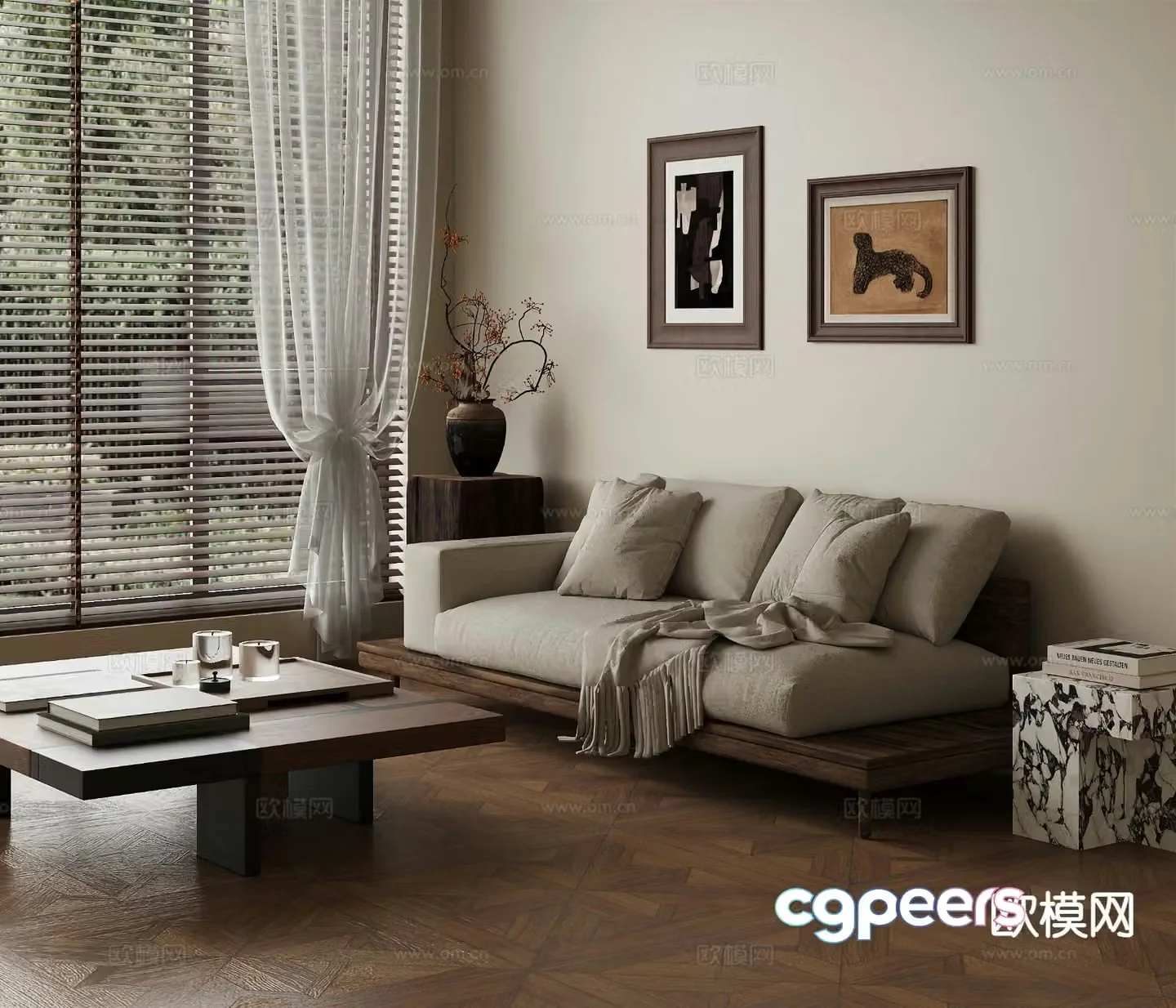 Medieval style double sofa 3d model