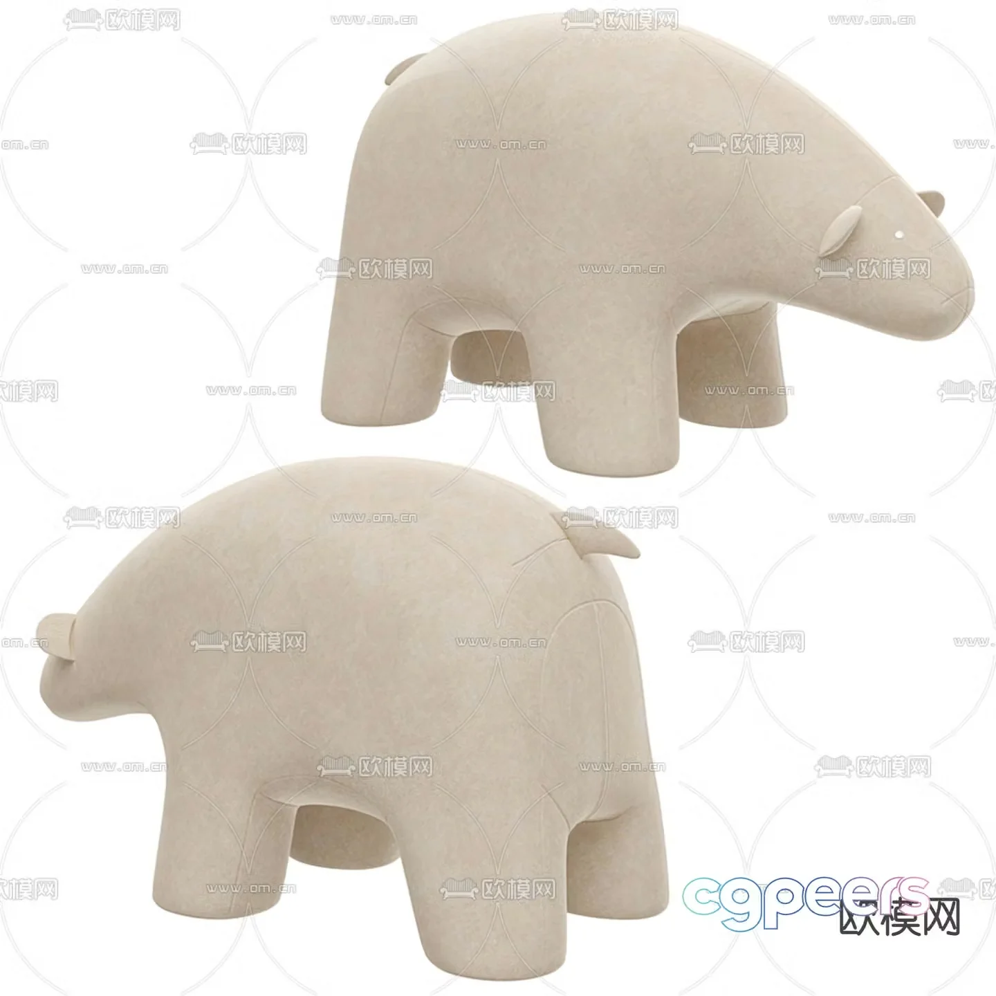 Pouffe Sweet Bear piggy children’s stool 3d model