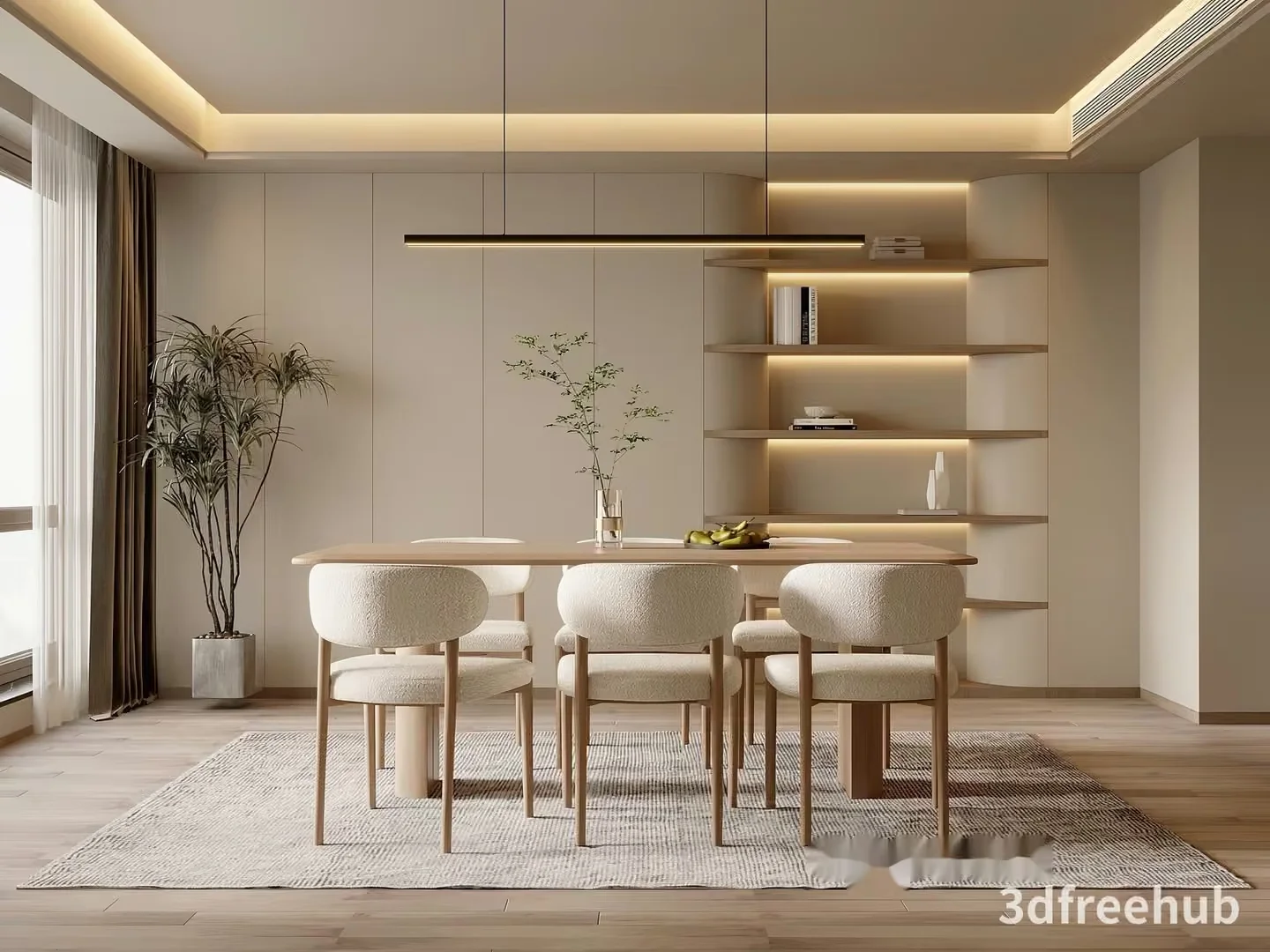 Modern Dining Room 3D Model – 23531 – VRAY Render