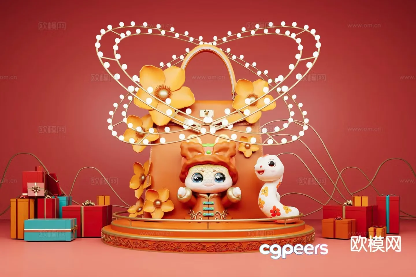 National Trend of the Year of the Snake Spring Festival Displays Year of the Snake New Year Displays 3D Model