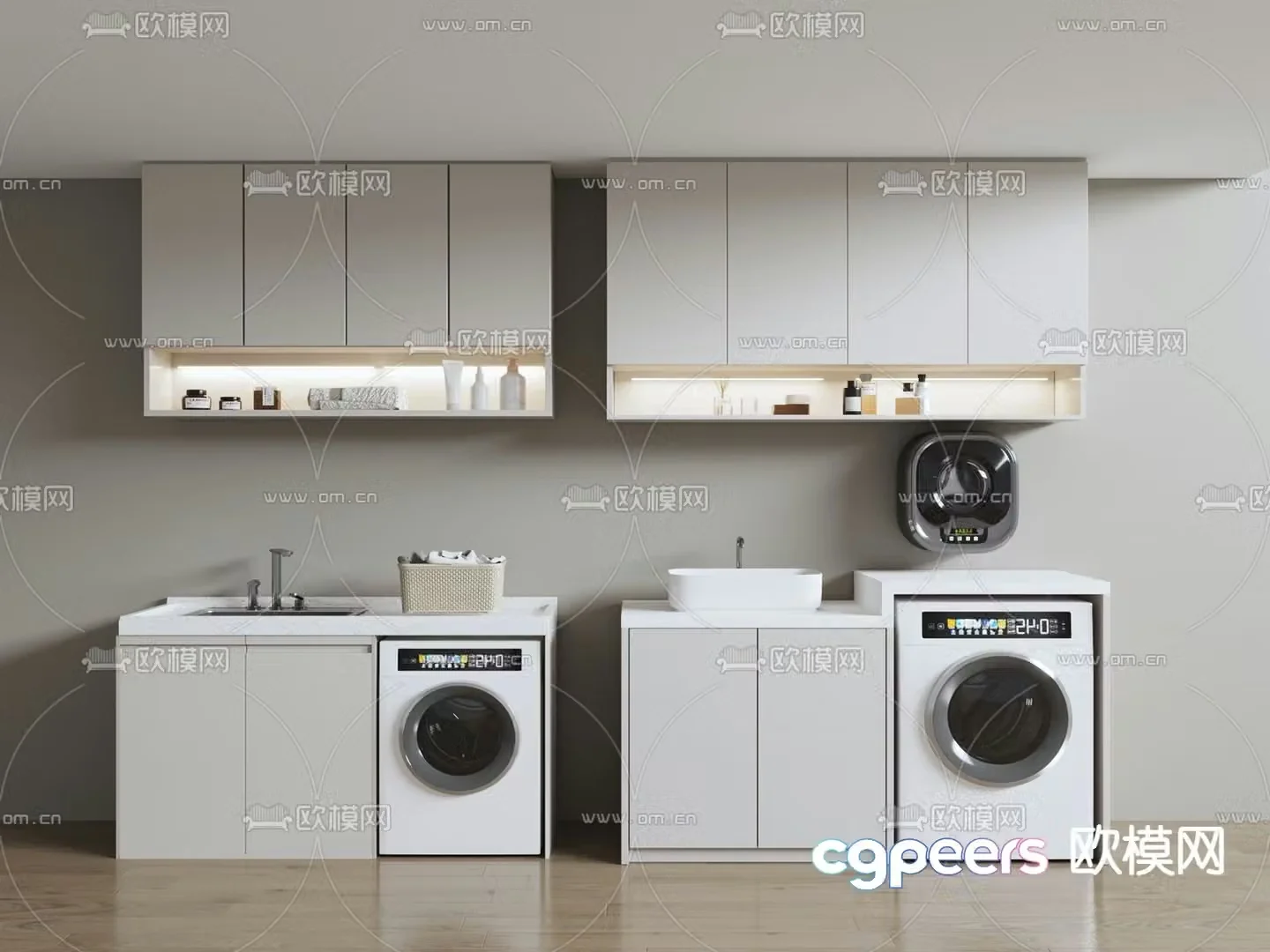 Balcony cabinet washing machine cabinet 3d model