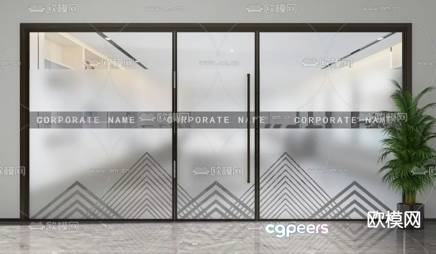 Office door Glass partition High partition 3d model