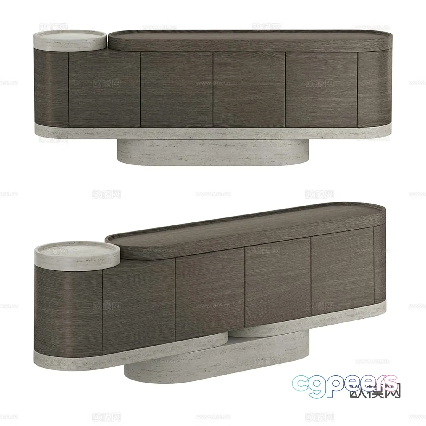 Middle-aged TV cabinet low cabinet side cabinet 3D model
