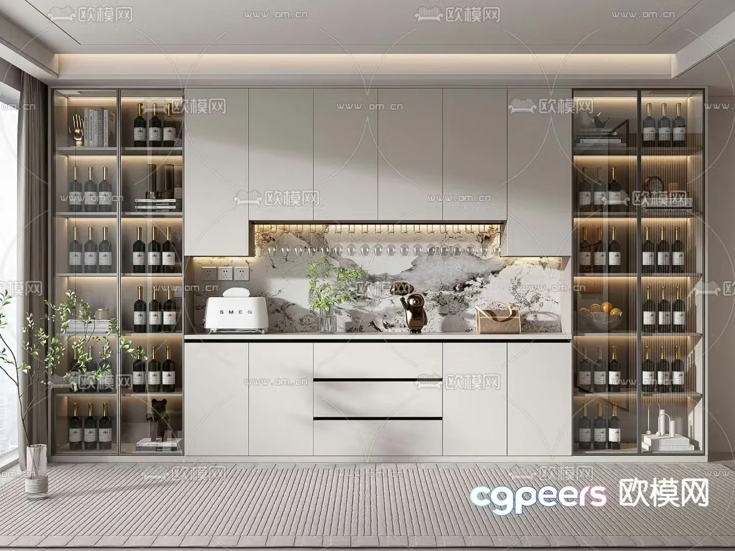 Modern wine cabinet sideboard 3D model
