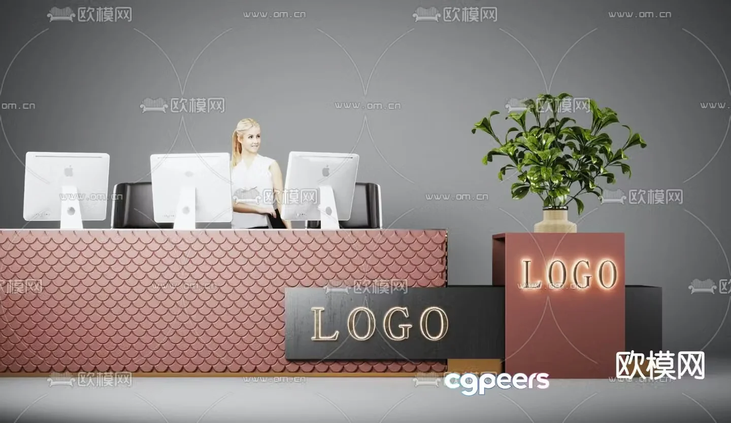 Service desk reception desk 3d model