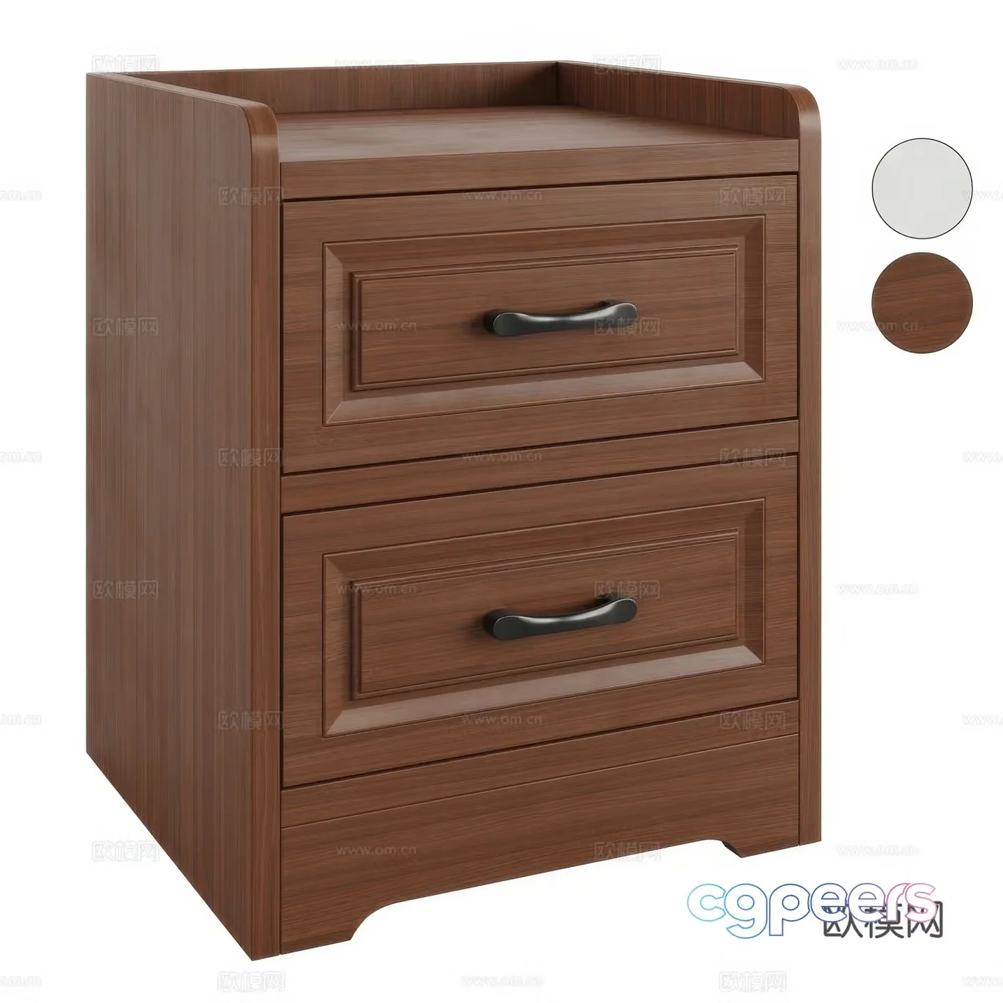 American simple solid wood bedside table 3D model