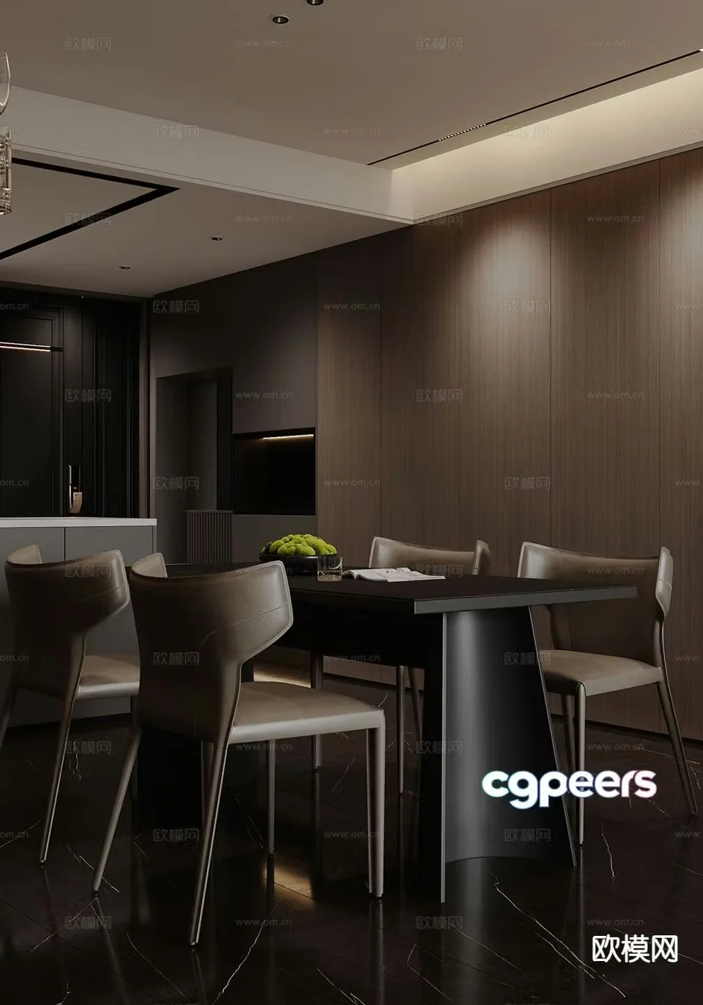 Italian dining table and chairs 3d model