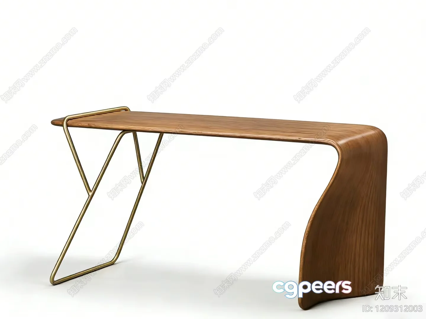 Modern Wooden Table With Metal Legs 3D Model – 9108 – VRAY Render
