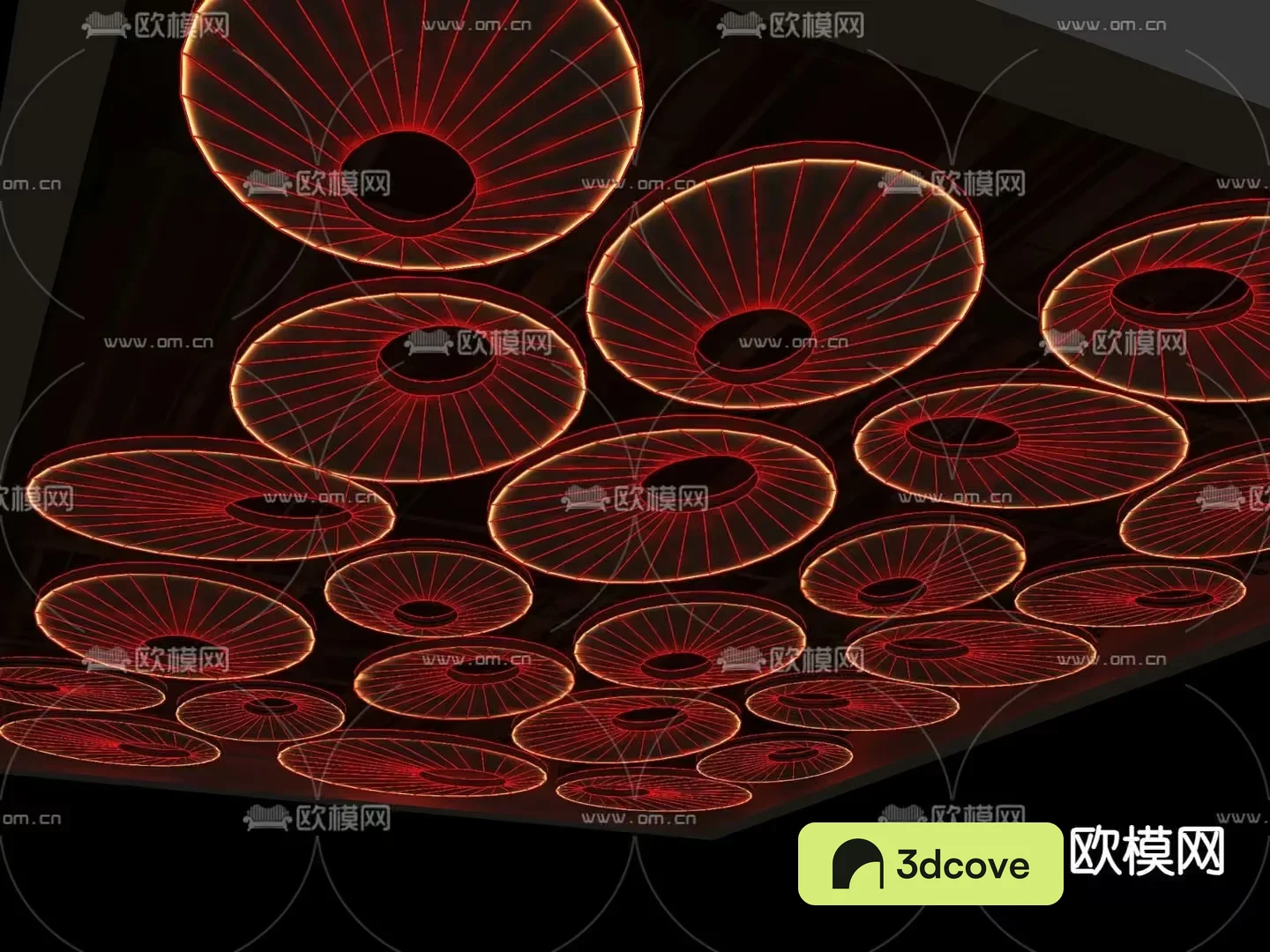 A Collection Of Red And Orange Circular Objects