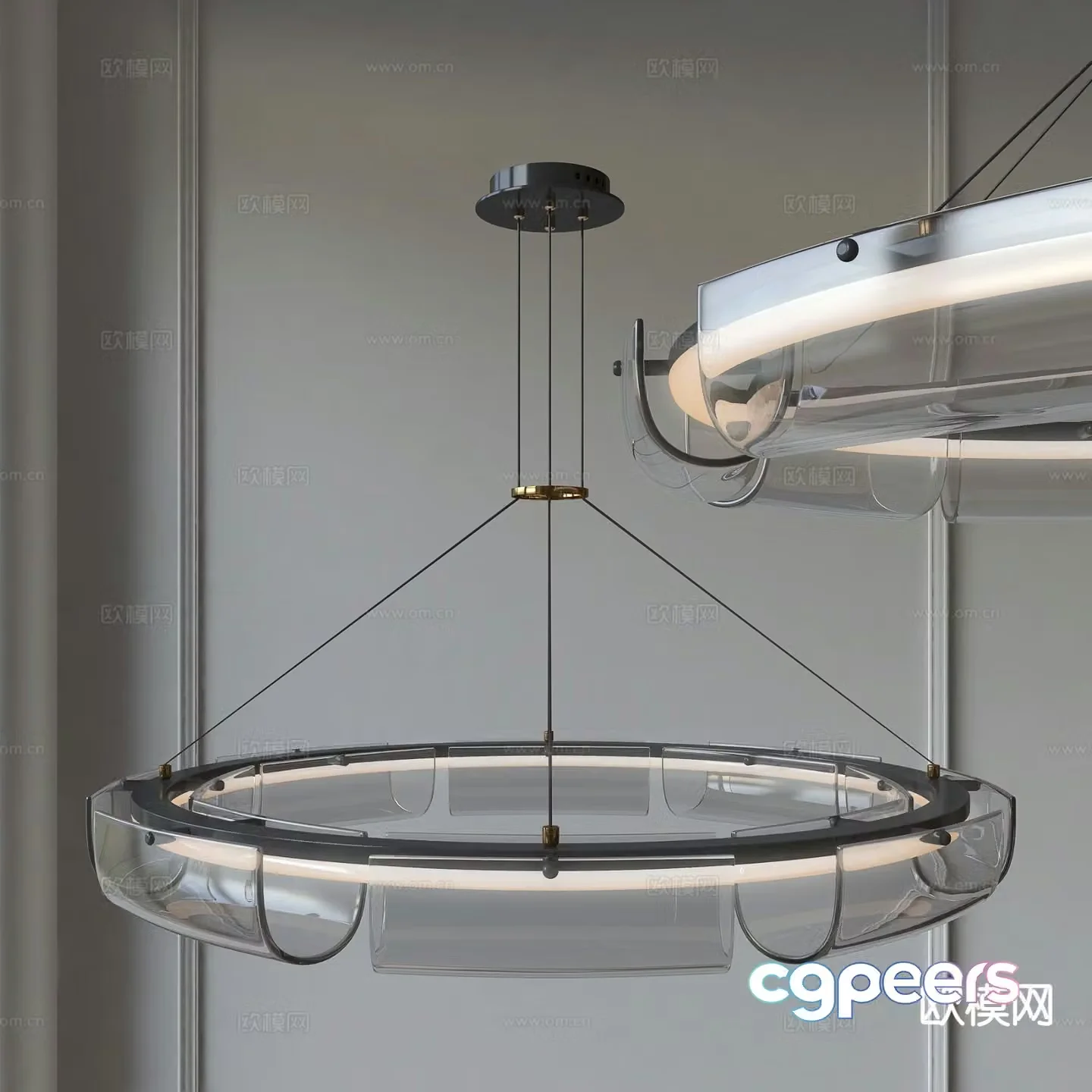 Glass chandelier hall chandelier 3d model
