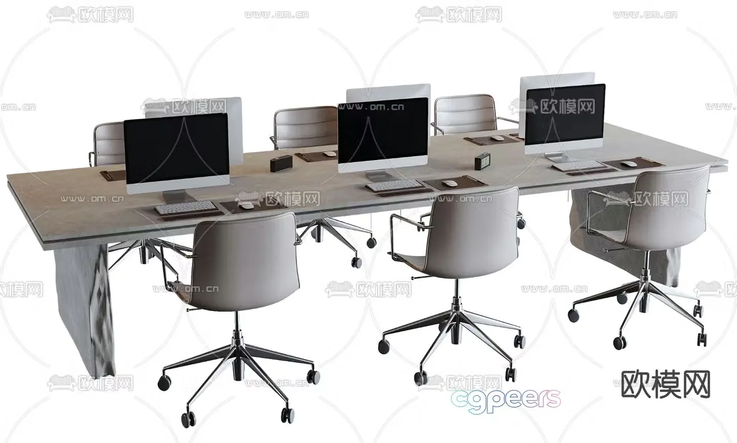Office desk chair work station card space 3D model
