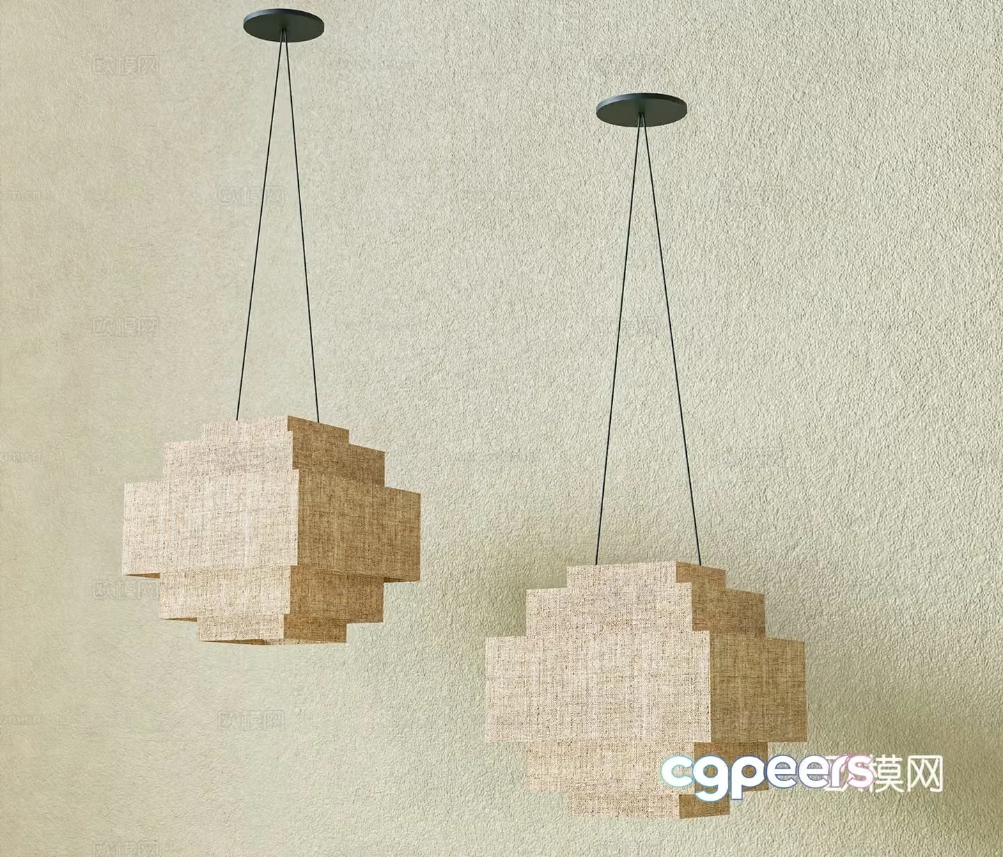 Log wind chandelier 3d model
