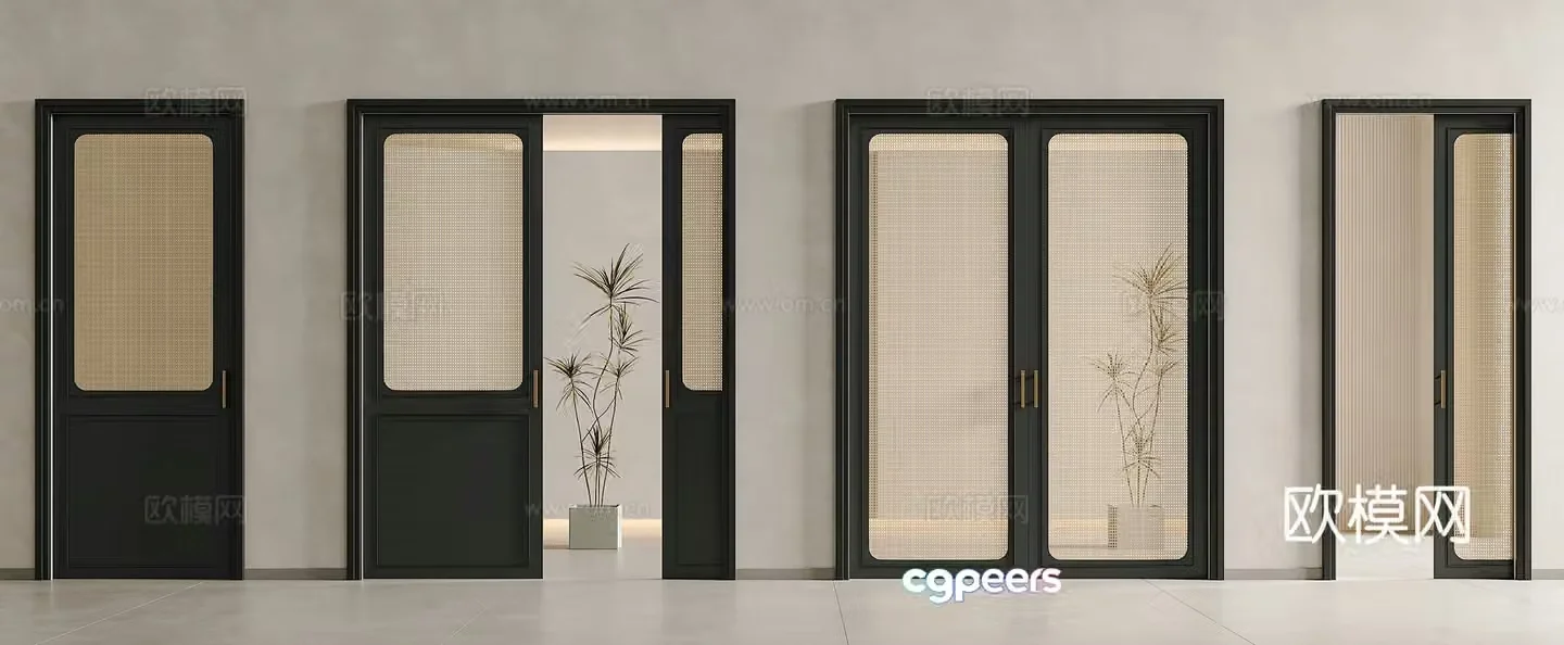French medieval sliding door rattan sliding door rattan sliding door medieval sliding door rattan sliding door medieval rattan pocket door French 3D model