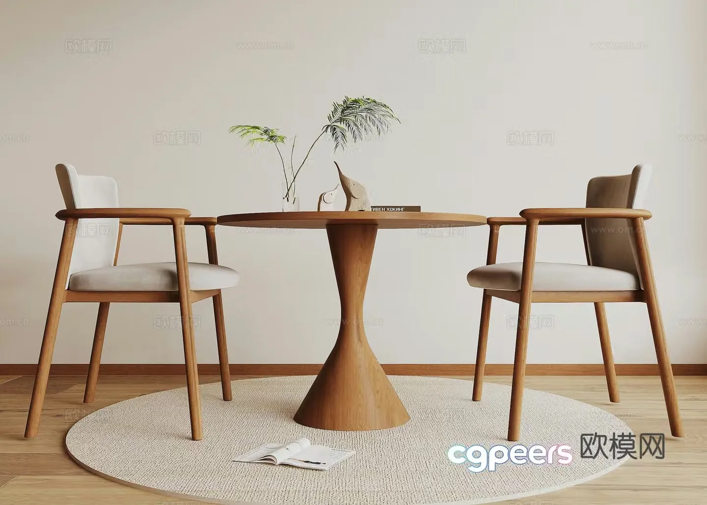 Modern casual table and chair 3d model