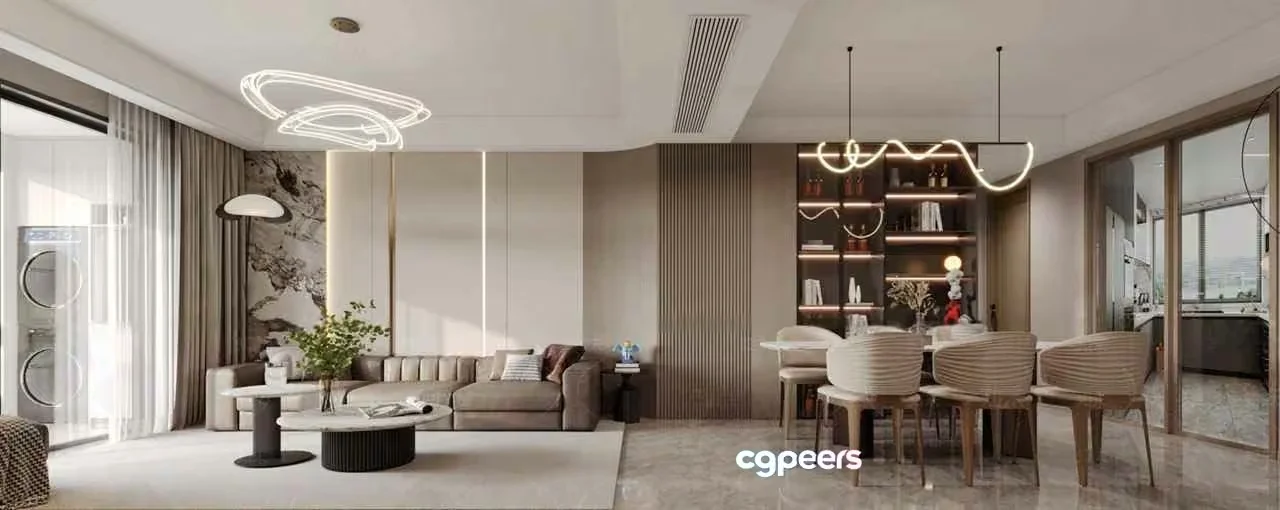 Modern Living Room 3D Model – 3945 – CORONA Render