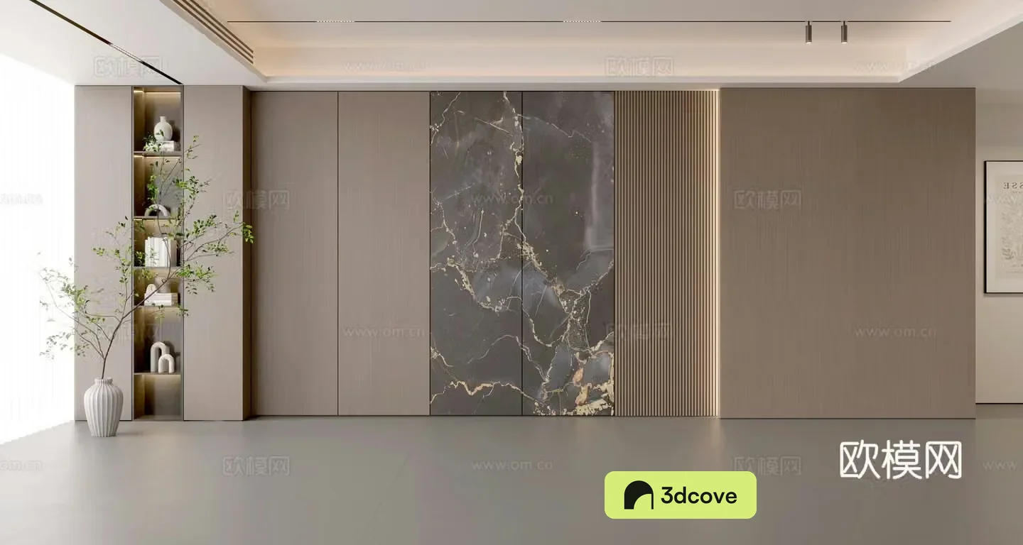 Modern Italian sofa background wall modern ornament balcony cabinet living room cabinet wood veneer background wall