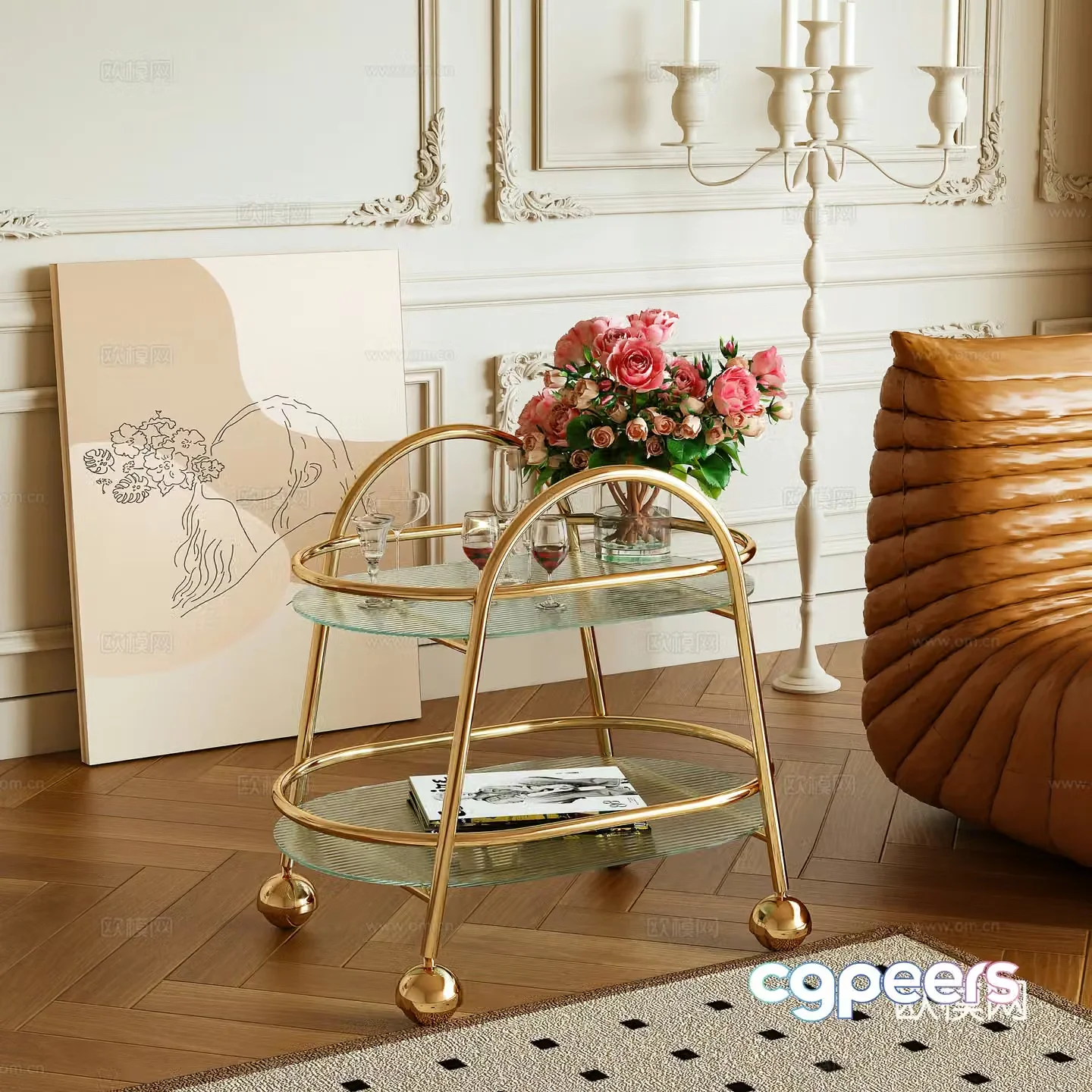 European side table movable side table small coffee table 3D model