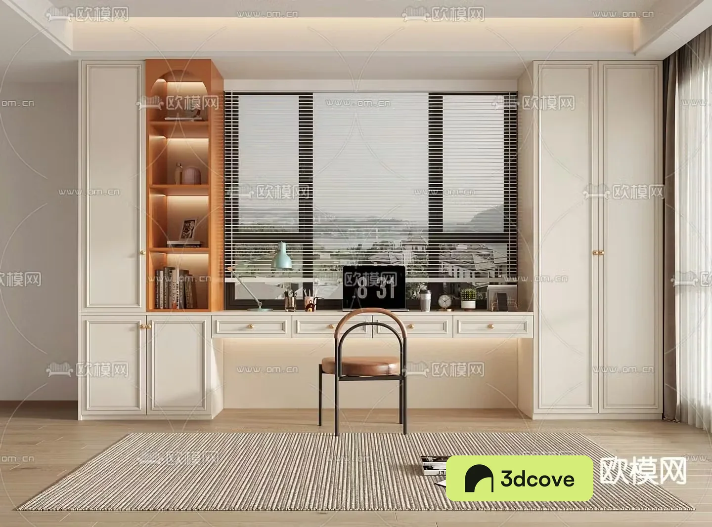Simple European bay window cabinet desk writing desk