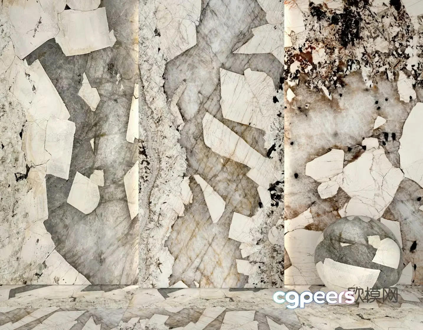 Patagonia quartzite luxury stone marble wall 3d model