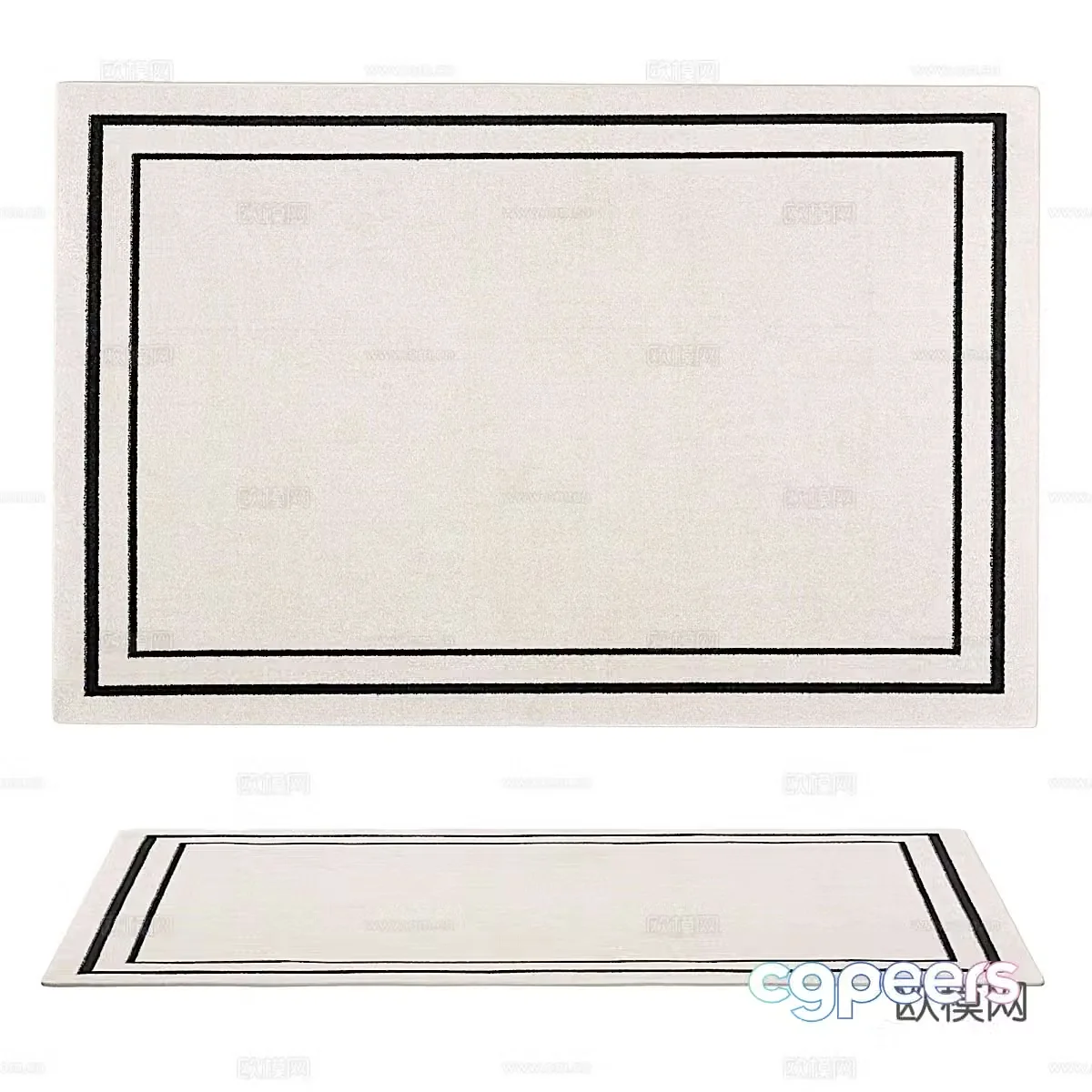 Nourison Essentials Ivory Black Carpet 3D Model