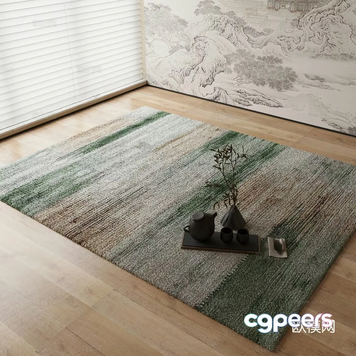 New Chinese carpet Gradient carpet 3D model